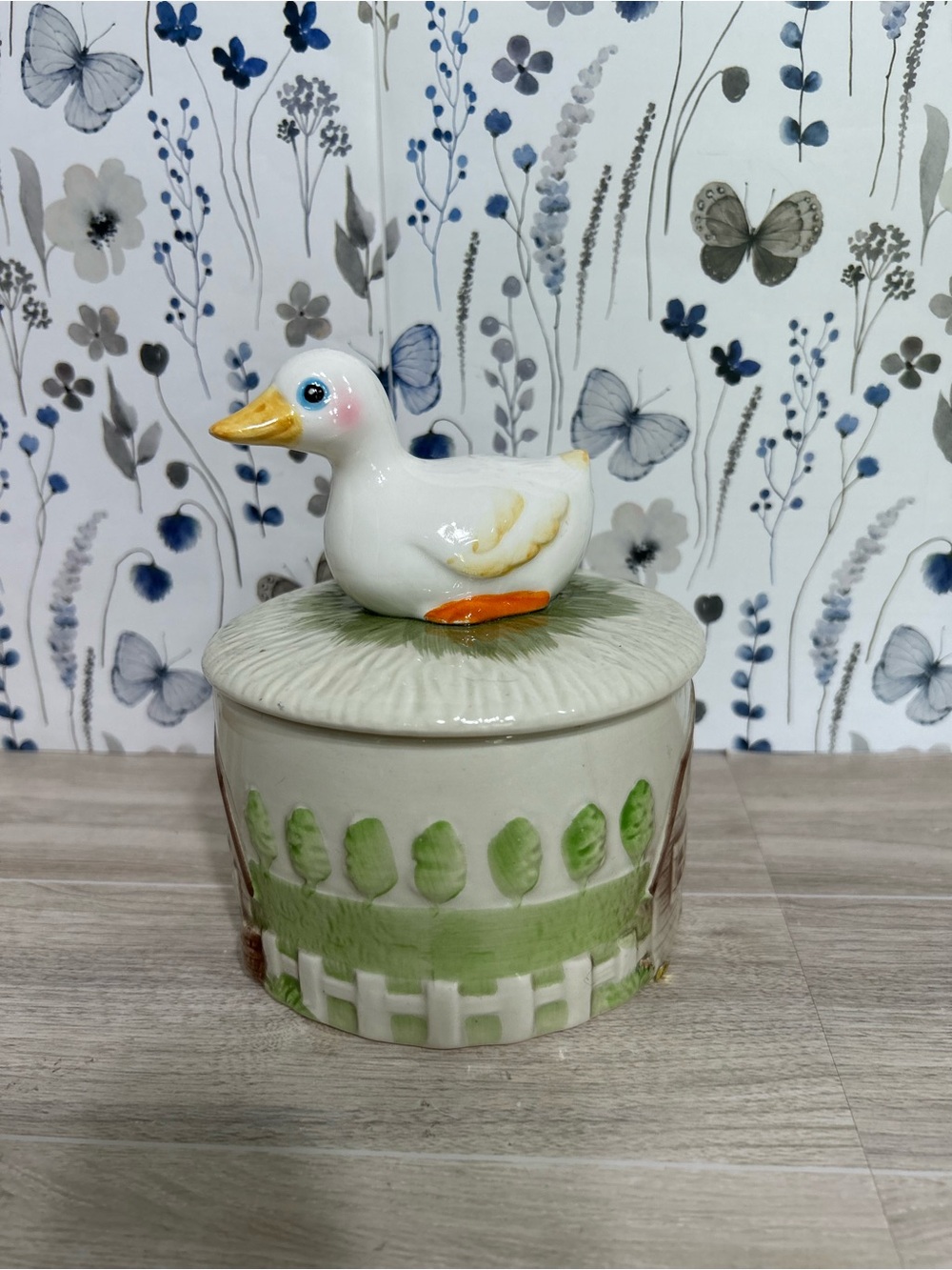 Vintage Japan Ceramic Duck Farmhouse Canister